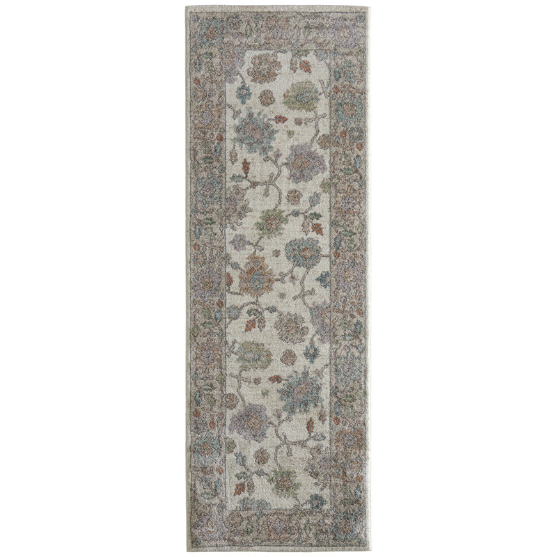 Tapis floral et botanique Odis, Tapis de couloir 2 pi 6 po x 7 pi 3 po