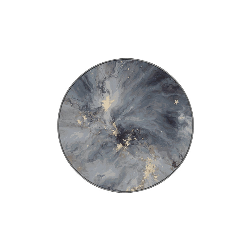 Machine Washable Gray Area Rug, Round 6'