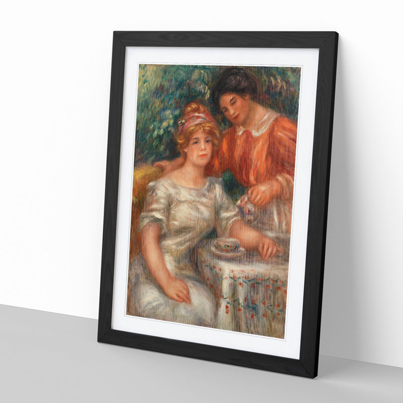 Tea Time by Pierre-Auguste Renoir - Picture Frame Painting, 90cm H x 65cm W x 2cm D, Black Framed