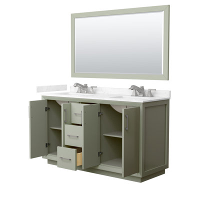 Strada 60" Freestanding Double Bathroom Vanity with Cultured Marble Top