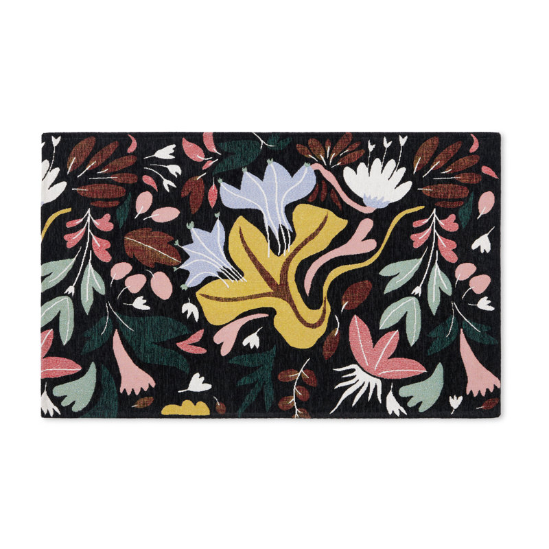 Town & Country Living Livie Floral Drip Everwash Washable Multi-Use Non-Slip Backing Decorative Rug, Rectangle 2' x 3'3"