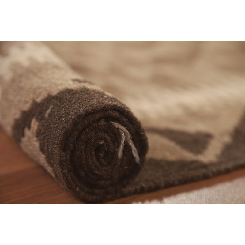 Brown Kilim Reversible Wool Area Rug 5x7
