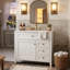 Meuble-lavabo moderne 36 po avec lavabo en céramique, armoire de rangement en bois d'hévéa massif avec tiroir basculant (noir / blanc / gris / vert)-129683137