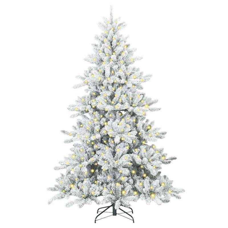 Artificial Hinged Christmas Tree with 300 LEDs PVC, 7.87' H, White