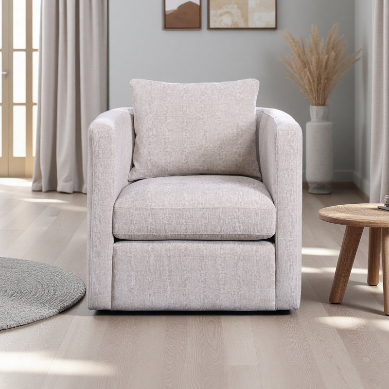 Fauteuil demi-tonneau pivotant, Beige