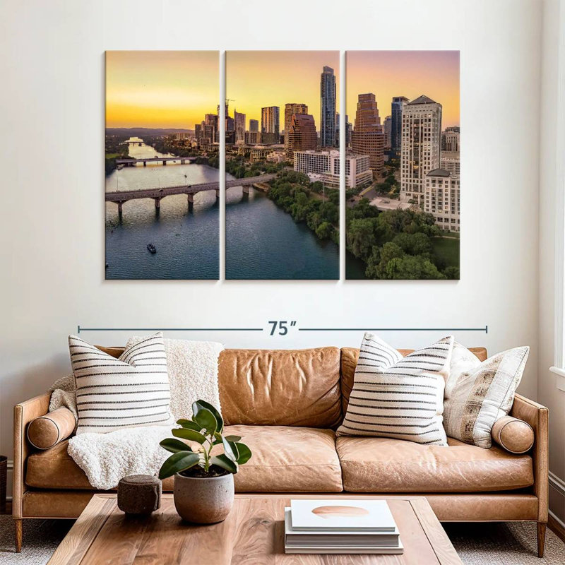 Skyline de Sirci Austin au crépuscule, H 42 po x l 65 po