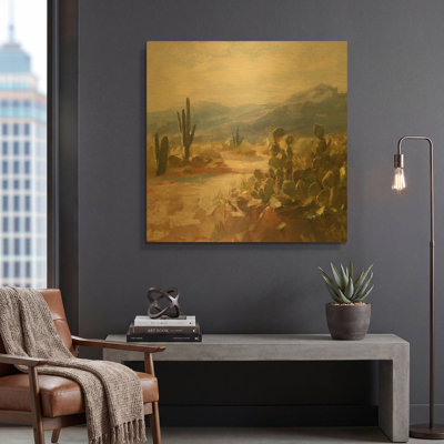 «A Desert Journey» par Danhui Nai, art mural en métal doré, 12 po x 12 po
