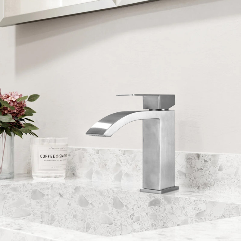 Robinet de lavabo de salle de bain monocommande en acier inoxydable avec ensemble de bonde escamotable