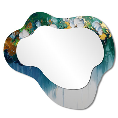 Neo Expressionism Of Rhythmic Drizzle Flowers I - Neo-Expressionism Cloud Decorative Wall Mirror, Modern Vanity Mirror, Printed on Metal