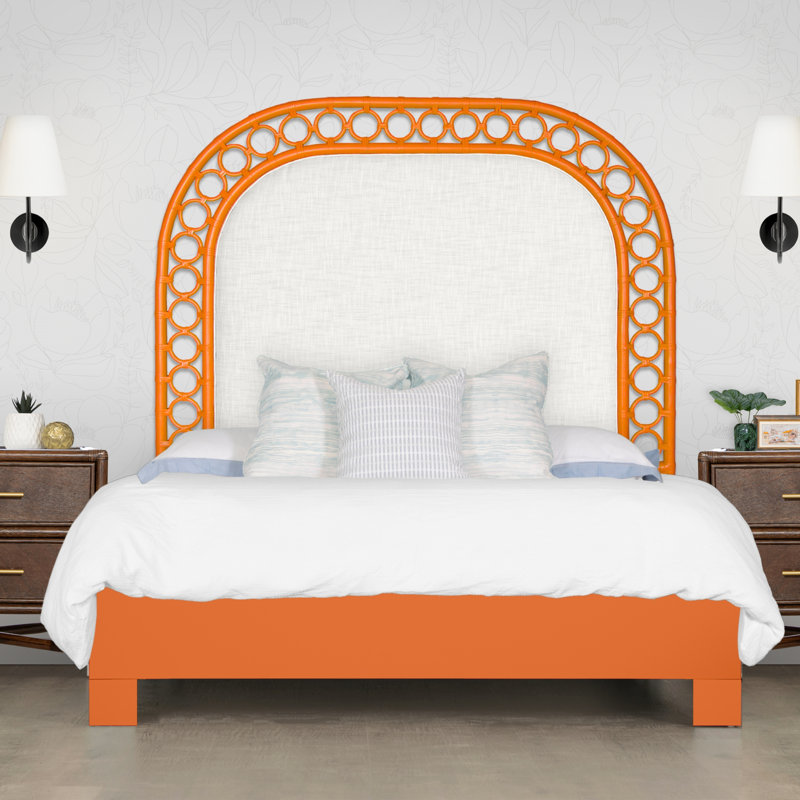 Lit plateforme Solana, Très grand lit, Orange citron