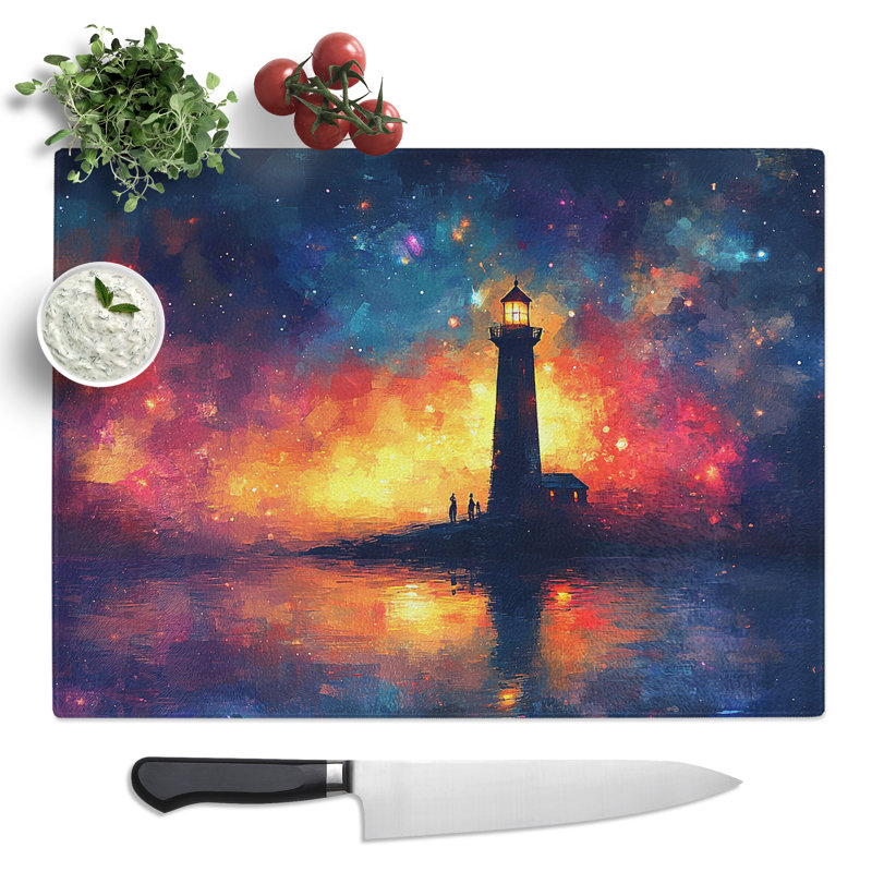 Lighthouse Artwork  Glass Chopping Board