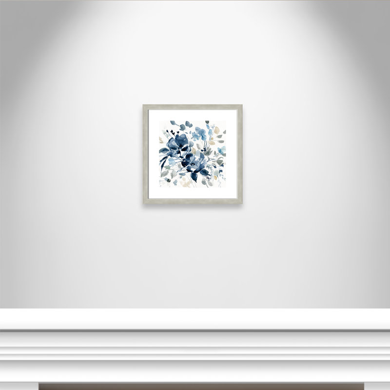 Indigo Garden II - peinture encadrée, Papier encadré argent chaud, H 17,5 po x l 17,5 po x P 1,13 po