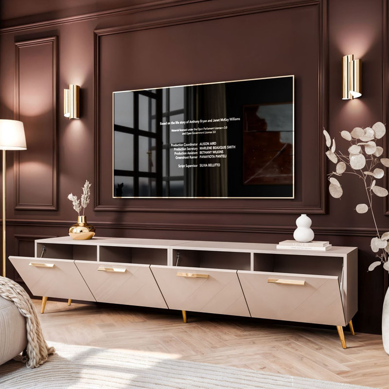 Unfinished TV Stand for TVs up to 60", Cashmere/Gold
