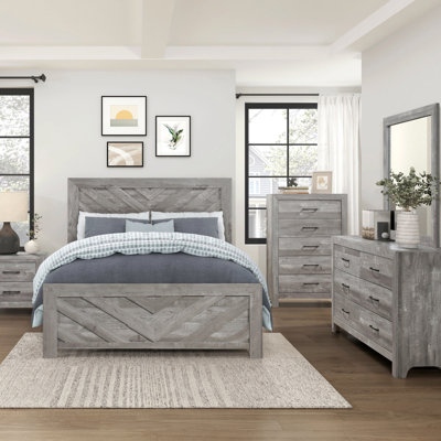 Mobilier de chambre à coucher en bois avec lit à panneaux pour grand lit Finish Contemporary 1pc