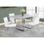 Table de salle à manger, rectangulaire, 60 po, cuisine, salle à manger, stratifié gris, métal chromé, contemporain, moderne