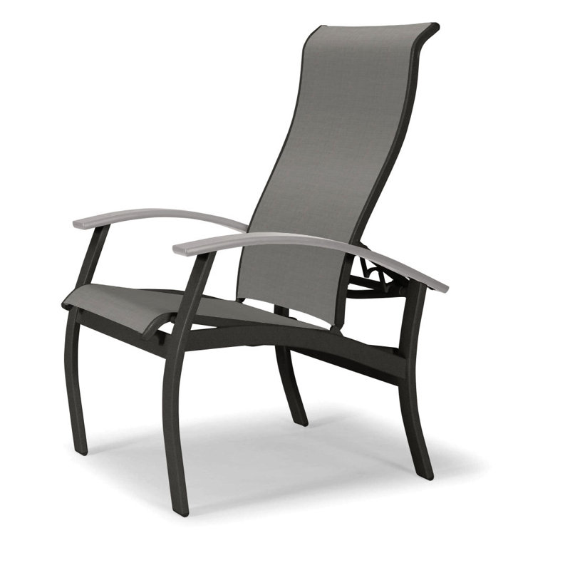 Chaise de patio Askar, Blanc, Alliage Sunbrella®, Graphite texturé