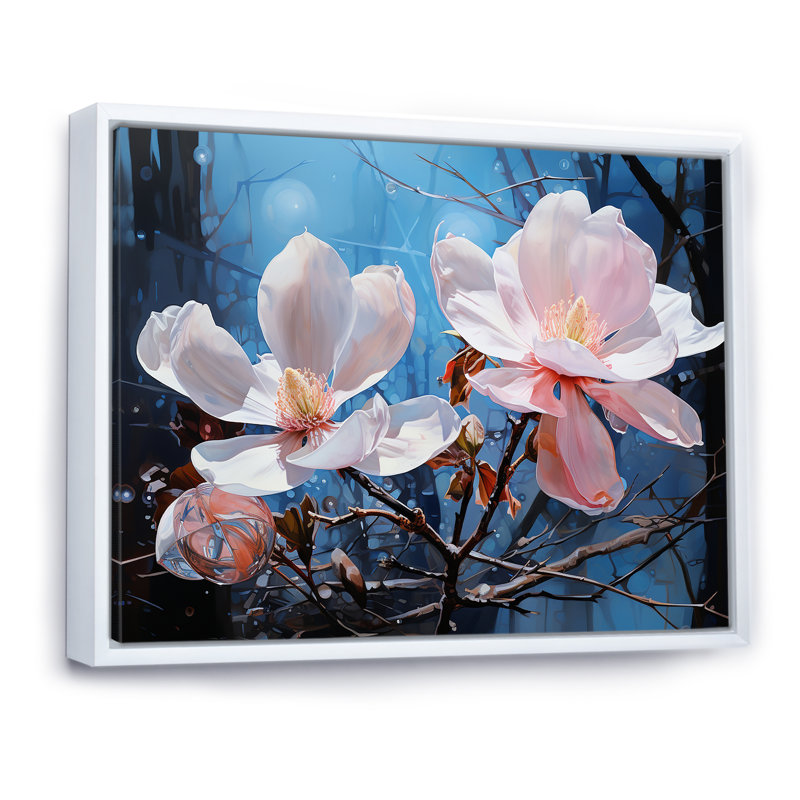 «Luxurious Magnolia Tranquility III», reproduction sur toile, H 30 po x l 40 po x P 1,5 po, Cadre flottant blanc