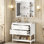 Meuble-lavabo de luxe 36 po avec armoire à pharmacie, structure en bois massif, quatre tiroirs, poignée argentée, planches d'extension de lavabo en céramique de haute qualité, finition imperméable,