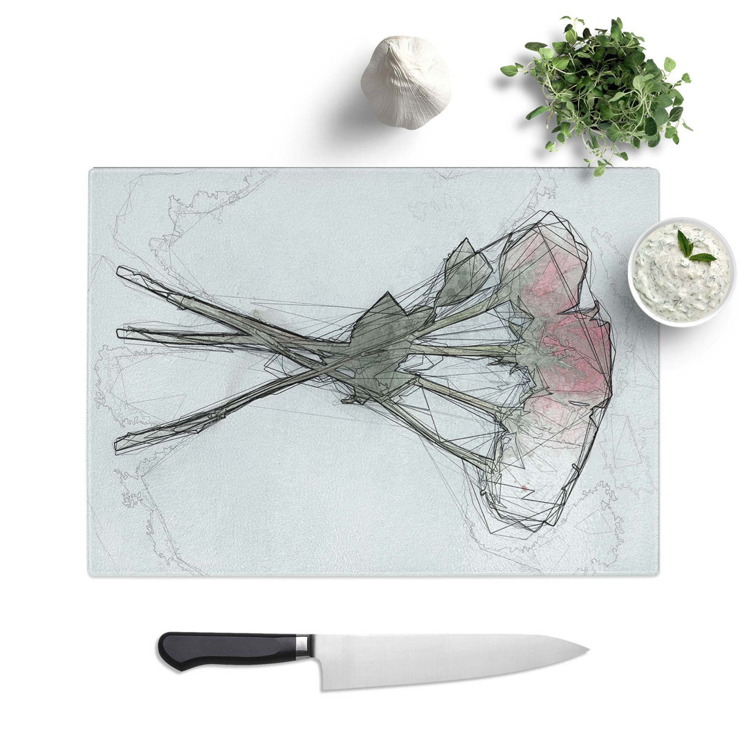 Tempered Glass Bunch of Roses Chopping Board