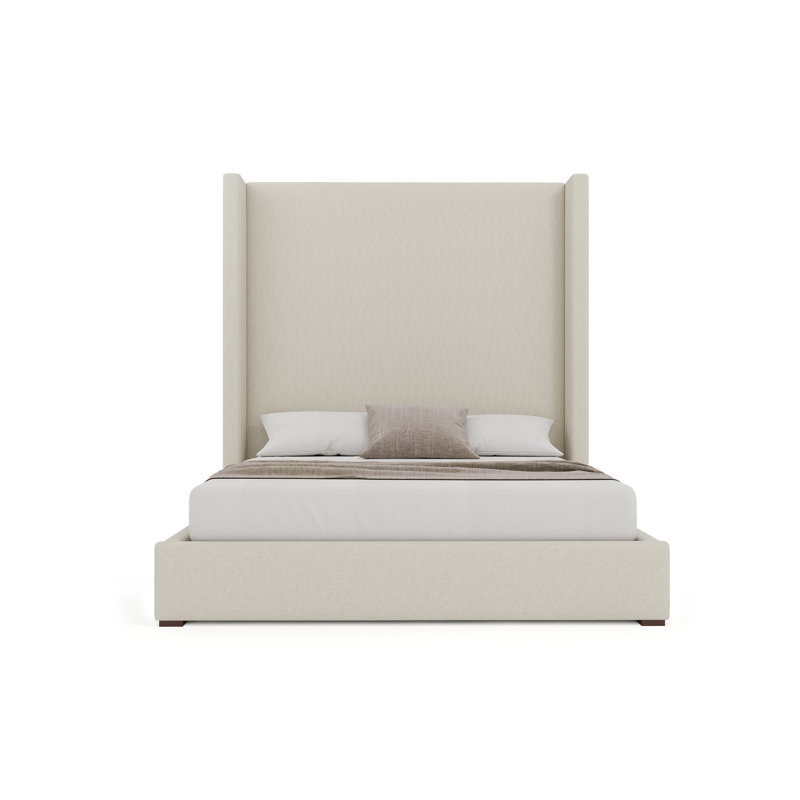 Lit plateforme tapissier Decost, Blanc cassé, Très grand lit