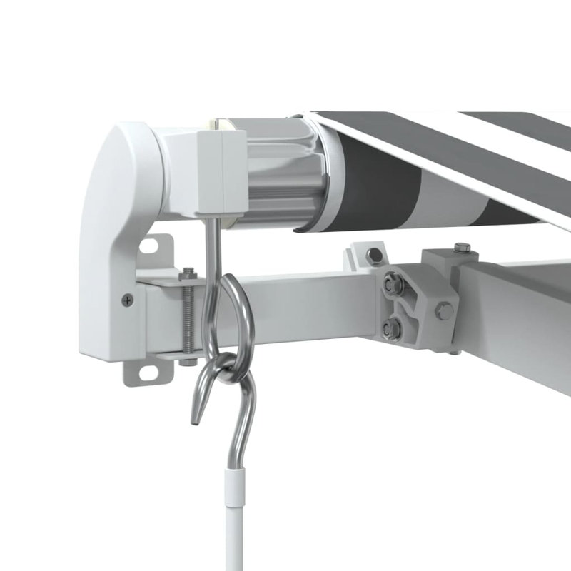 Manual Retractable Awning, 400cm H x 350cm W, Striped, White/Anthracite