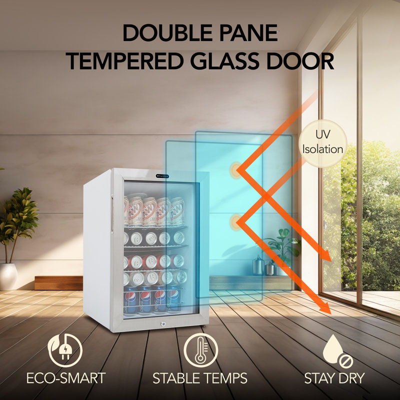Compact Stainless Steel Freestanding Beverage Refrigerator with Glass Door