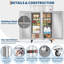 Réfrigérateur commercial 48 "à 2 portes à 2 portes, ventilateur de 36 pieds cubes en acier inoxydable avec tablettes réglables, dégivrage automatique et lumière DEL pour la cuisine du restaurant