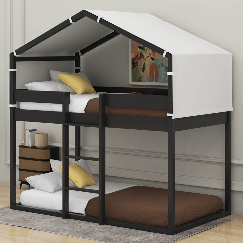 Lit simple en bois avec tente Alissah