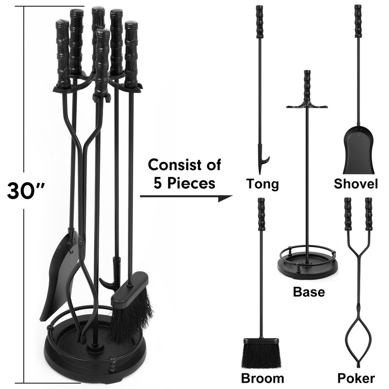 Rougui Iron Fireplace Tool Set