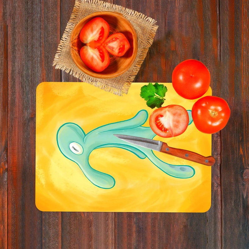 Planche de service moderne en verre durable Bold and Brash Squidward, 11 po x 15 po