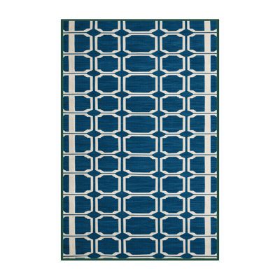 Machine Washable Trellis Green Area Rug