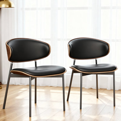 Chaise de salle à manger moderne de 29,13 pouces avec siège en cuir PU, chaise d'appoint de bureau de cuisine pour la salle à manger