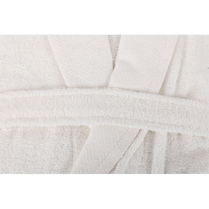 Peignoir au-dessus du genou 100% coton avec poches Leong, Blanc, L