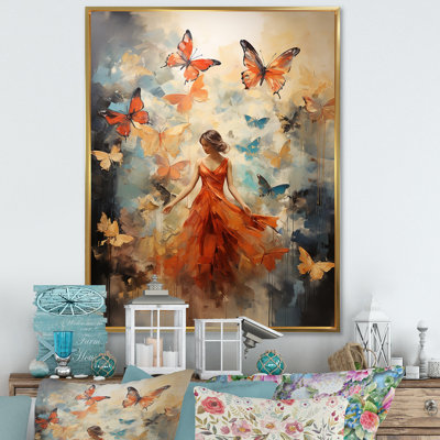 «Butterfly and Woman Dance» - Art mural sur toile