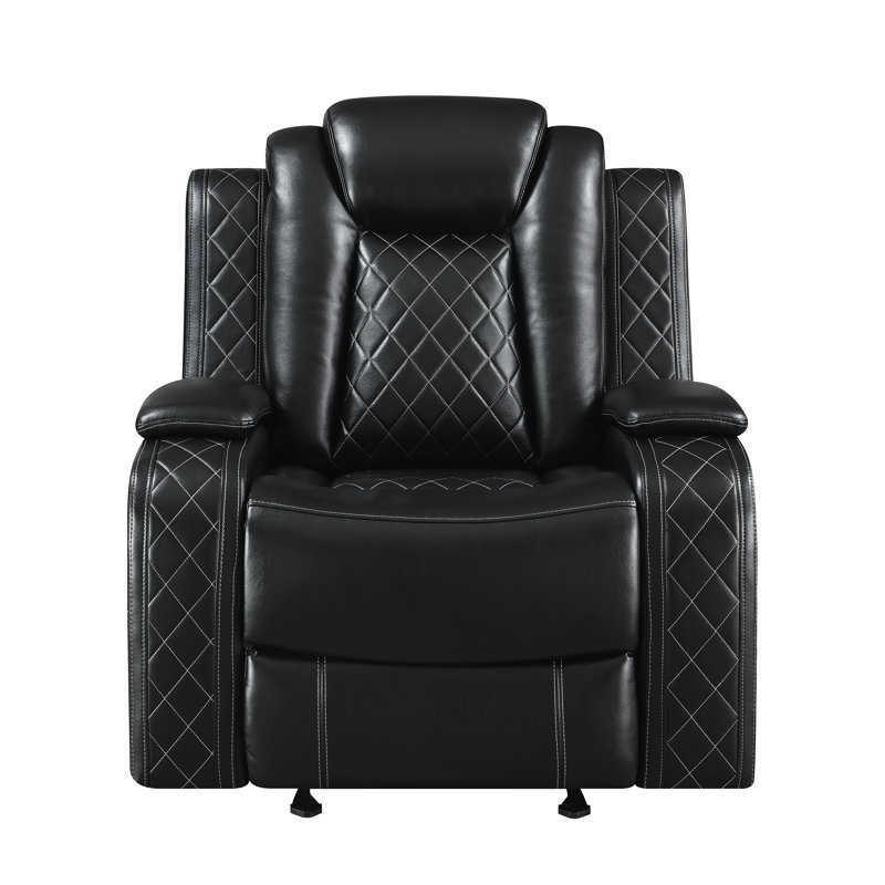 Fauteuil inclinable et oscillant Gracey, Mélange de polyester noir, Manuel - levier / poignée