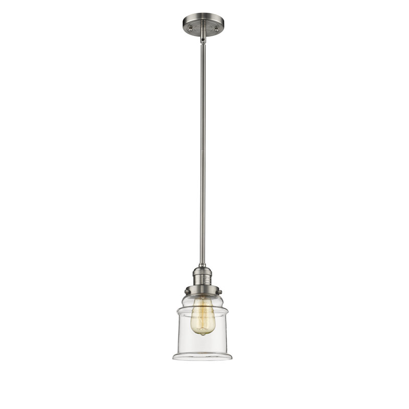 Galaviz 1 - Light Single Pendant, Clear, Brushed Satin Nickel, 6 Watt Vinage LED Bulb