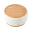 Rond 29 po avec couvercle réversible, base en bois, tissu bouclé, multifonctionnel, compartiment de rangement pour le salon, rangement caché moderne, sans espace d'assemblage