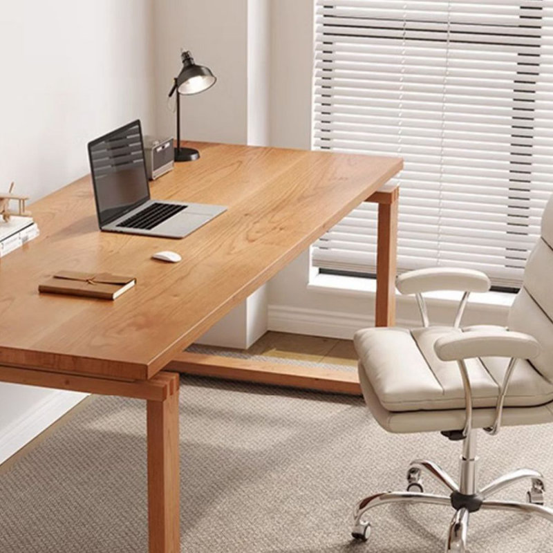 Burlywood Rectangular Solid Wood Writing desk, 29.53" H x 78.74" W x 31.5" D