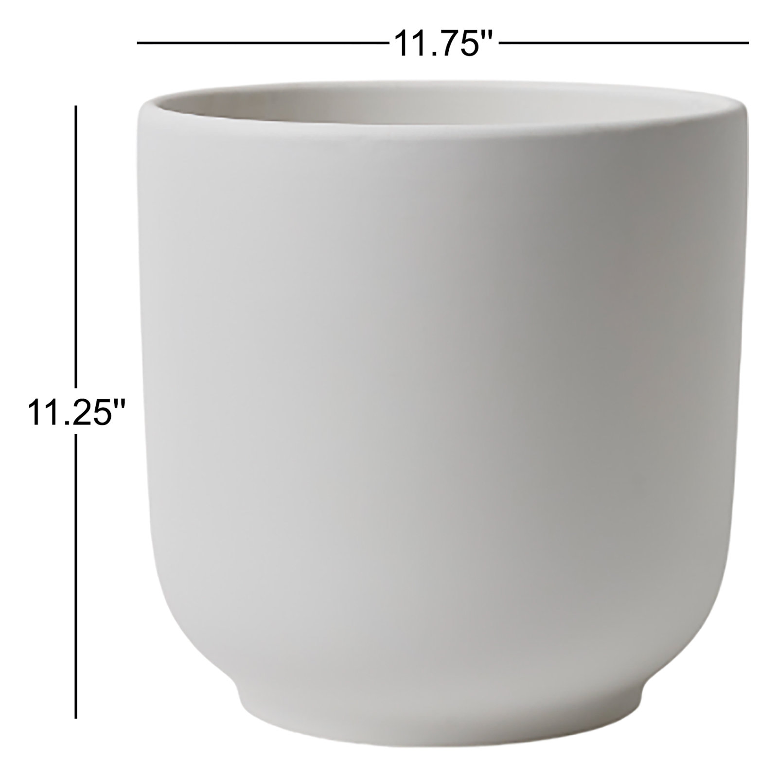 Handmade Ceramic Pot Planter, 11.25" H x 11.75" W x 11.75" D, White