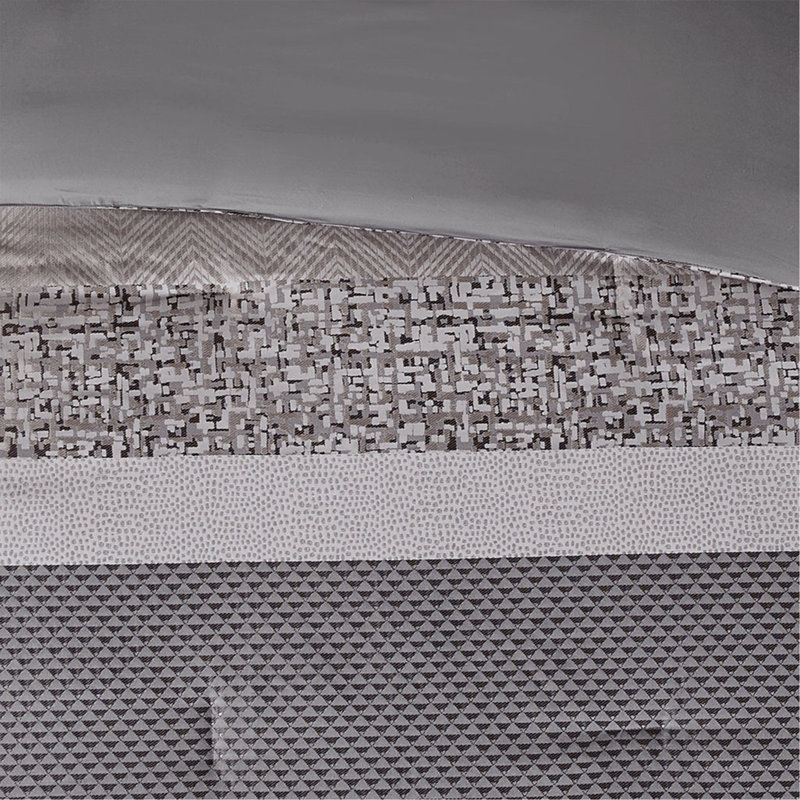 Ensemble d'édredon 7 pièces jacquard gris / taupe grand, Grand édredon et 6 pièces supplémentaires