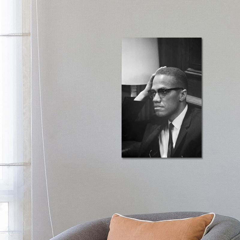 Malcolm X (1925-1965) de Marion Trikosko-impression, Toile tendue, Pas de tapis, H 26 po x l 18 po x 1,5 po