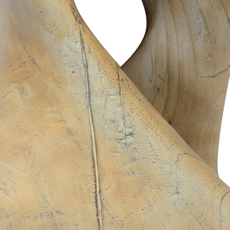Table d'appoint MGO Twist Shape, texture semblable au bois, couleur naturelle, durable et résistante aux intempéries pour une utilisation intérieure et extérieure