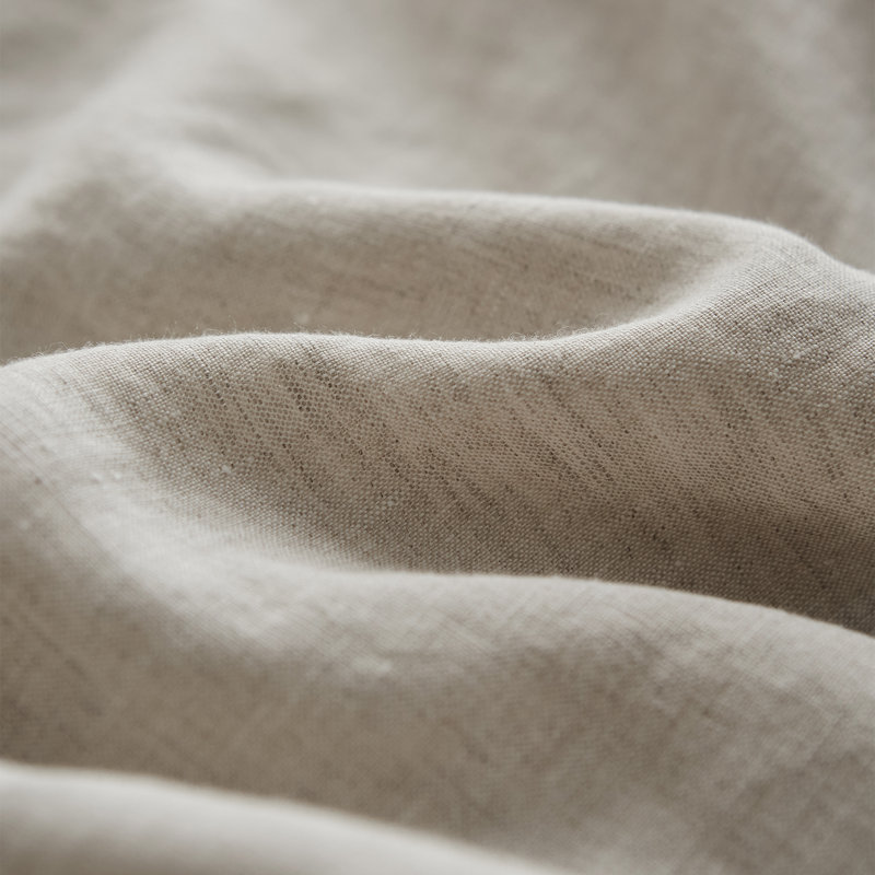 Linen Ruffled Duvet Cover Set, Khaki, Queen Duvet Cover + 2 Standard Shams