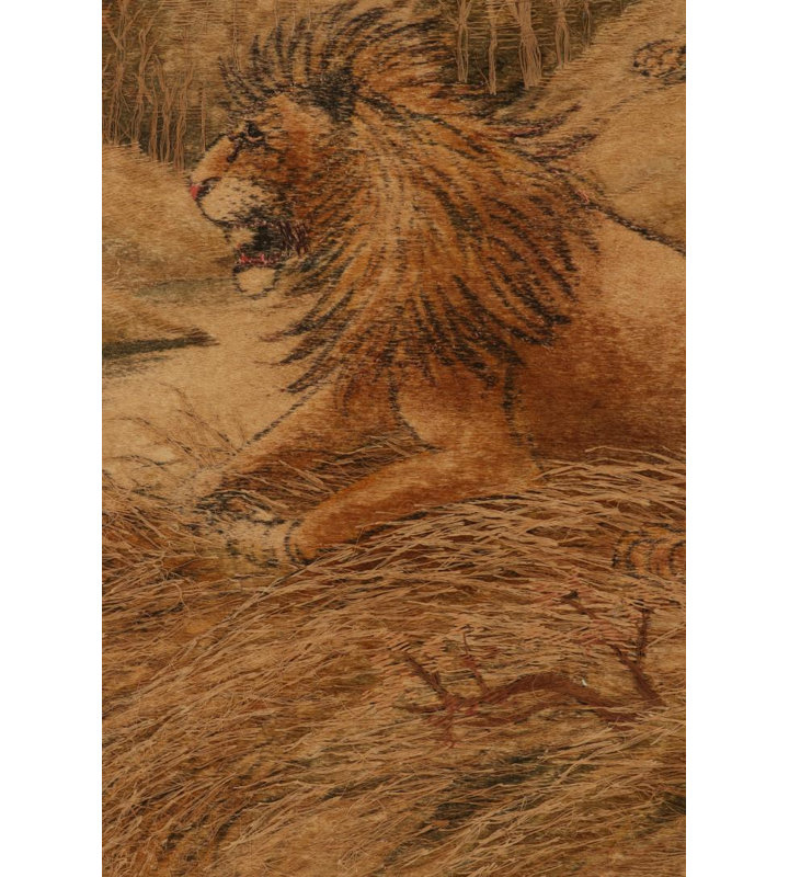 Silk Animal Print Area Rug in Brown