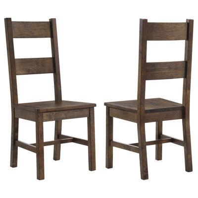Solid Wood Farmhouse Dining Side Chairs Set of 2, Rustic Golden Brown Ladder Back Wooden Dining Room Chairs with Classic Open Slatted High Back for Transitional and Traditional Home Dining Spaces
