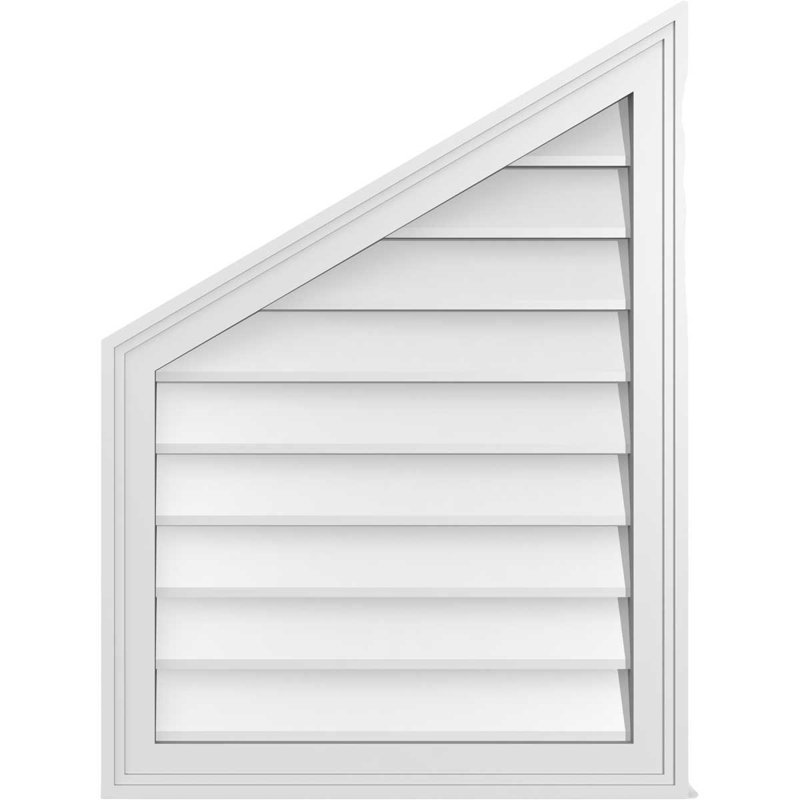 Half Peaked Left Surface Mount Signature Urethane Non-Functional Gable Vent 7/12 Pitch Primed Tan, 30" H x 22" W x 1.5" D