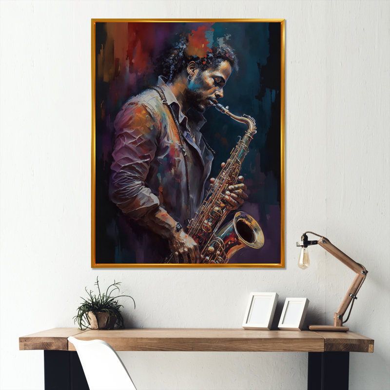 «Saxophone Player on Stage III», reproduction sur toile flottante, Or, L 24 po x H 32 po