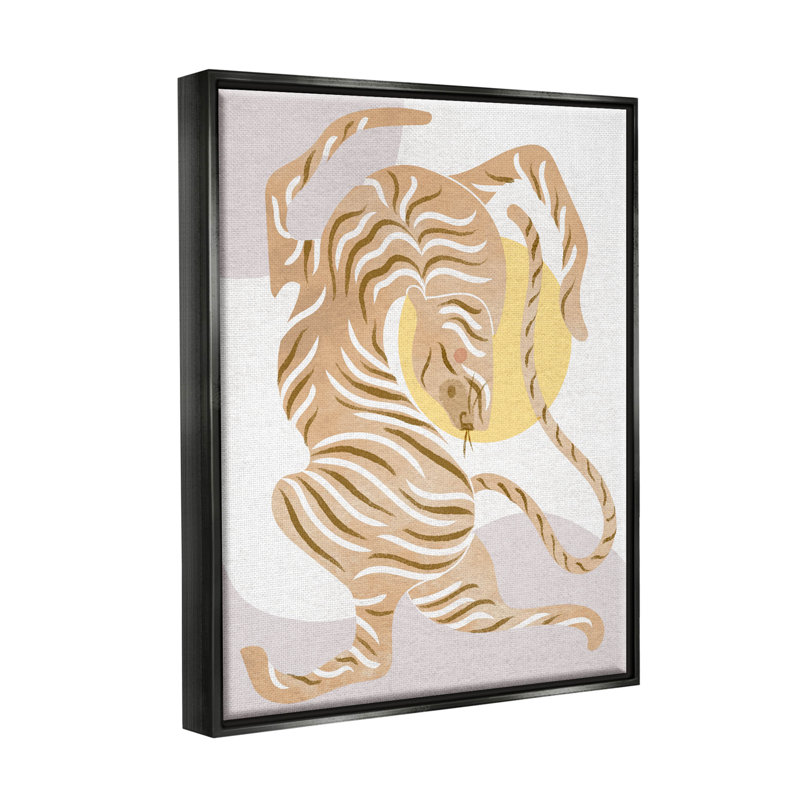 «Geometric Tiger Stripes Shapes Floater», art mural par Lil 'Rue, H 21 po x l 17 po x P 1,7 po, Cadre flottant noir de jais