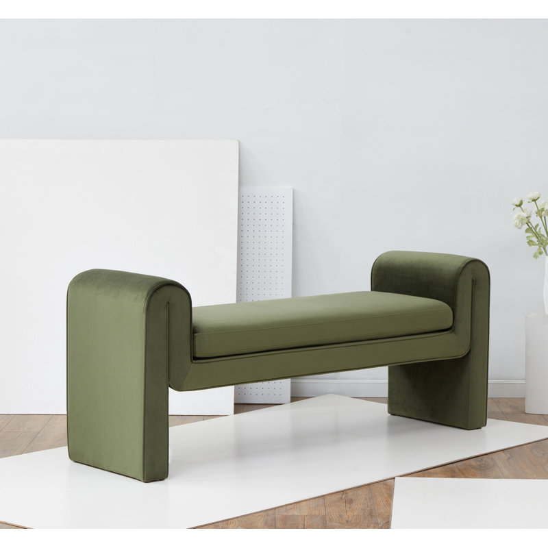 Garth Velvet Bench, Forest Green
