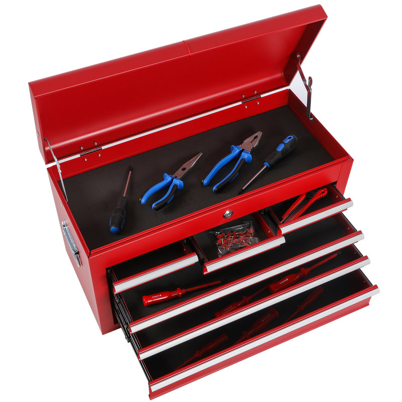 Armoire à outils 8 tiroirs avec coffre amovible et roulettes verrouillables, Rouge